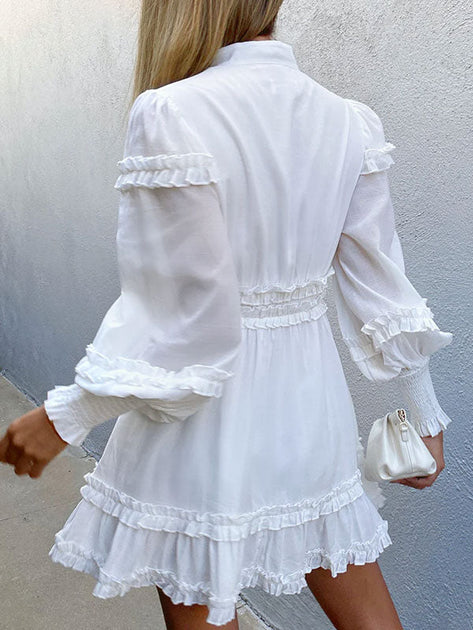 Pockets Button Long Dresses Long Sleeve
