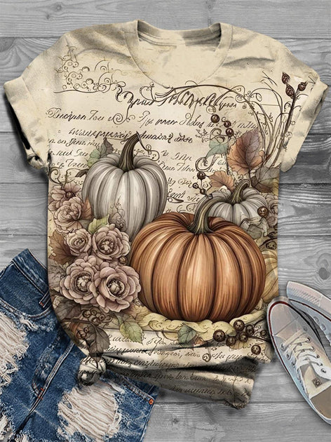 Aitana® | Crew neck long sleeve t-shirt with pumpkin graphic