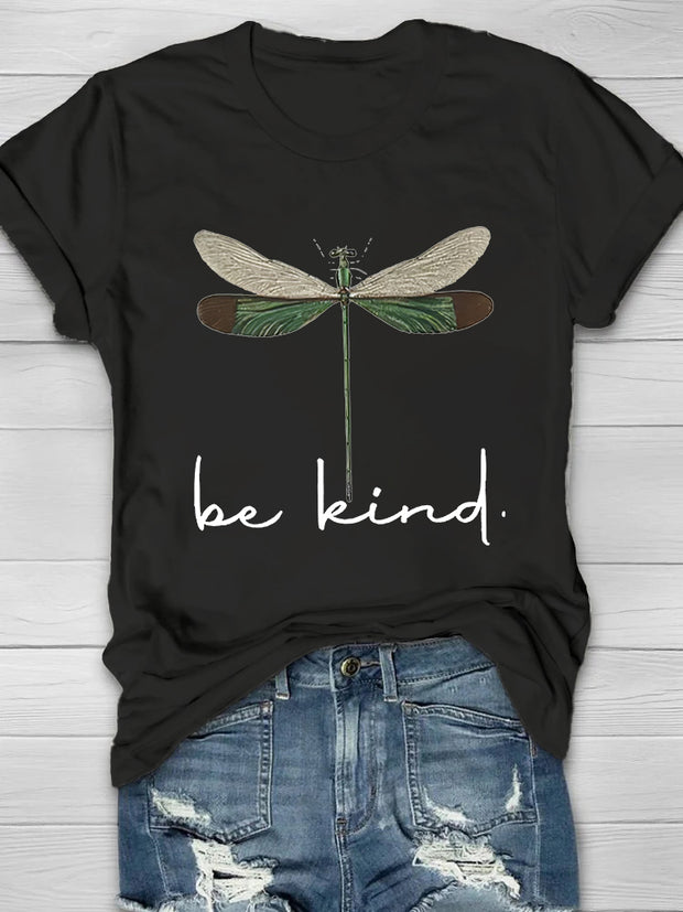 Be Kind Dragonfly Print Women's T-shirt