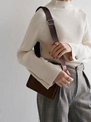 Simple Loose Solid Color High-Neck Sweater