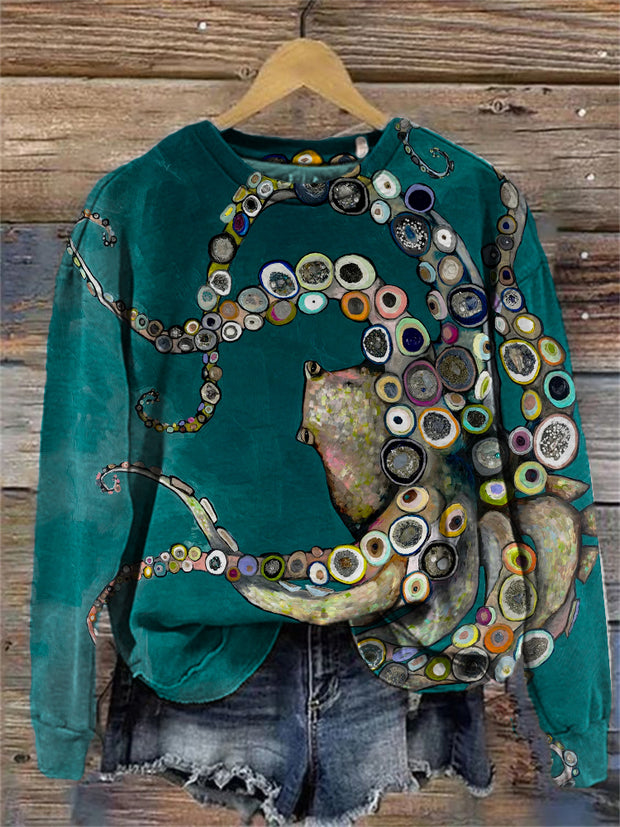 Colorful Octopus Oil Painting Sweatshirt