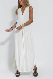 Elegant Is Eternal Solid Color Sleeveless Slit Maxi Dress