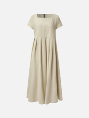 Loose Cotton And Linen Casual Plain Dress