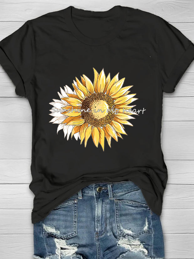 Sunshine In My Heart Sunflower Print Women's T-shirt