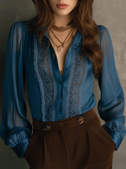 Retro Elegant Lace Flowing Long Sleeve Shirt