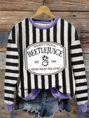 Vintage Halloween Horror Movie Striped Sweatshirt