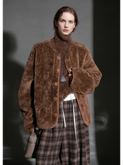 Reversible Suede Wool Coat for Women – Short Plush Jacket, Thick Warm Outerwear, Stylish Fall Winter New Arrival