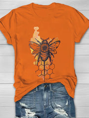 Honey Bee Printed Women's Crew Neck T-shirt