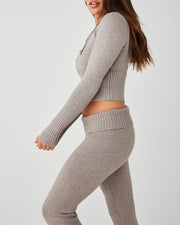 Zippered Slim Cropped Knit Two-Piece Set