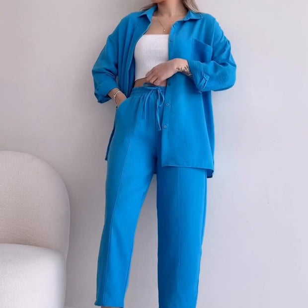 Women's Wrinkle Long Sleeves Two -piece Suit