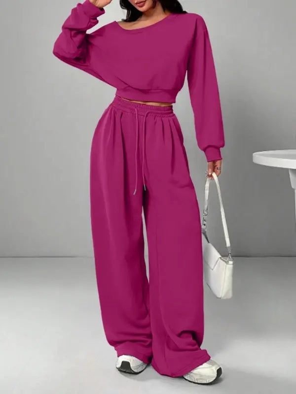 Fashion Slim-fit Off-the-shoulder Navel Solid Color Casual Pants Suit