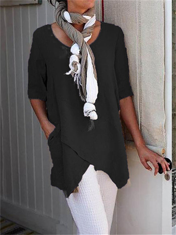 Wearshes Cross Slit Bottom A Line Casual Tunic