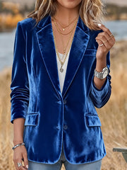 Women's Casual Solid Color Velvet Blazer