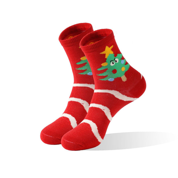 Christmas Snowflake Christmas Tree Socks Mid-calf Length Socks