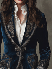 Regal Baroque Embroidered Velvet Tailored Blazer