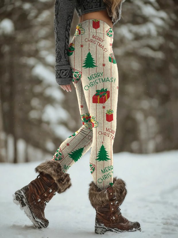 Women's Christmas Pattern Art Print Knit Leggings