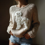 Fuzzy Dog Felt Cozy Knit Sweater