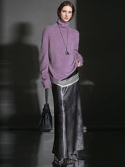 Luxury Cashmere Turtleneck Sweater – Seamless Design, Soft Brushed Knit, Solid Color Warm Pullover for Fall Winter