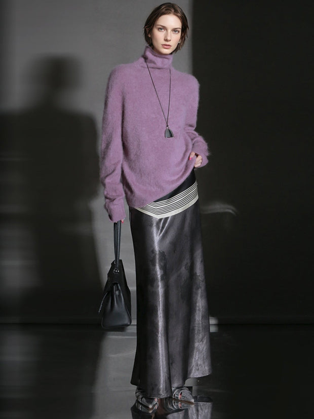 Luxury Cashmere Turtleneck Sweater – Seamless Design, Soft Brushed Knit, Solid Color Warm Pullover for Fall Winter