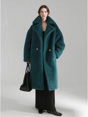 Oversized Teddy Fleece Coat for Women – Thick Shearling Jacket with Full Lining and Alpaca Wool Blend for Fall Winter