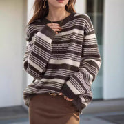 Women's Retro Striped Loose Sweater