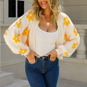 Floral Open Front Fuzzy Cardigan