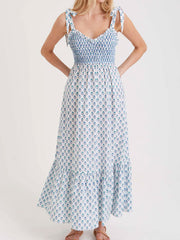 Tie up pleated maxi dress