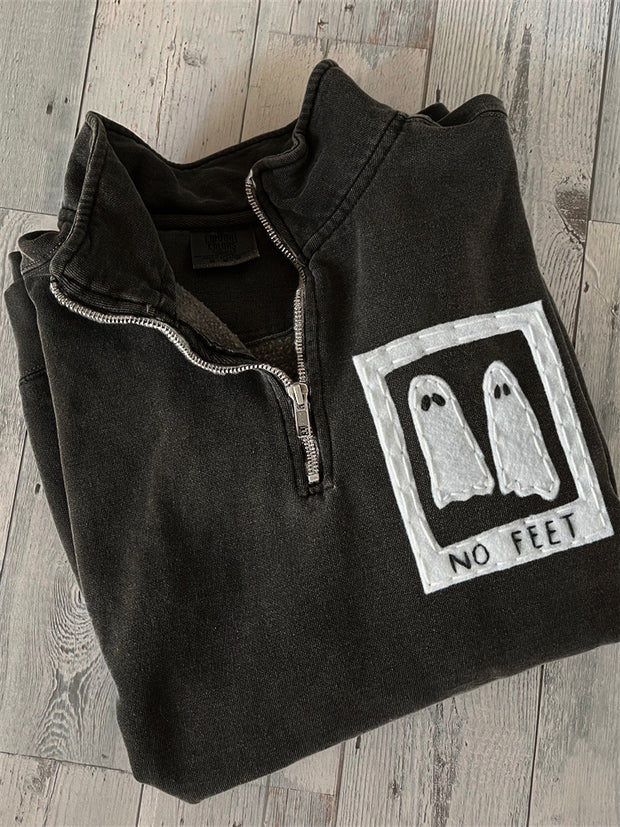 No Feet Halloween Horror Movie Zip Up Sweatshirt