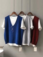 Simple 9 Colors V-Neck Loose Sleeveless Vest