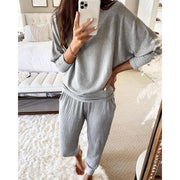 Casual Loose Solid Color Long-sleeves Knitted Set