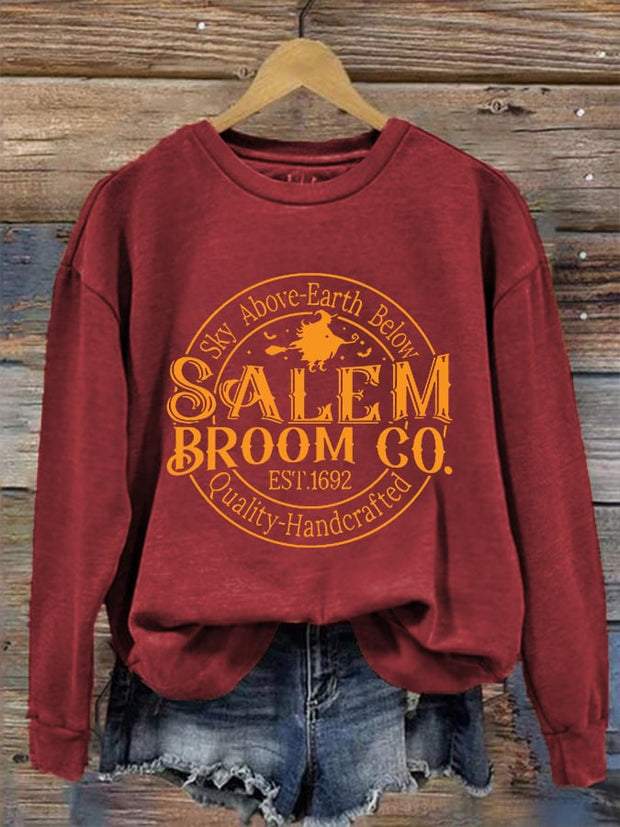 Women's Funny Halloween Salem Broom Co. Casual Sweatshirt