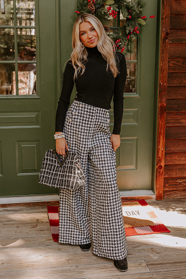 Autumn And Retro Winter Elegant Plaid Loose Wide-leg Pants Trousers