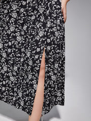 Plus Floral Off-Shoulder Split Midi Dress