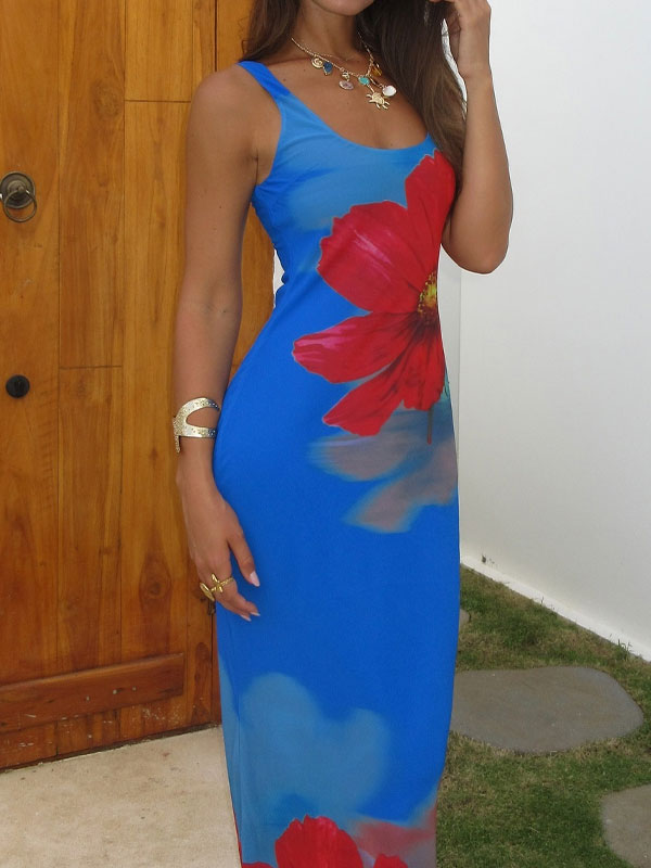 U neck maxi dress