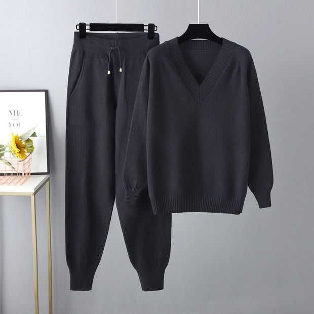 Autumn and winter harem pants casual two-piece set