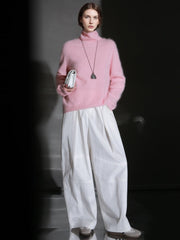 Luxury Cashmere Turtleneck Sweater – Seamless Design, Soft Brushed Knit, Solid Color Warm Pullover for Fall Winter