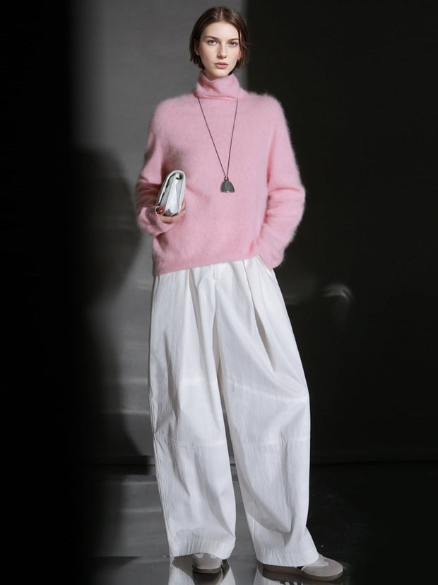 Luxury Cashmere Turtleneck Sweater – Seamless Design, Soft Brushed Knit, Solid Color Warm Pullover for Fall Winter