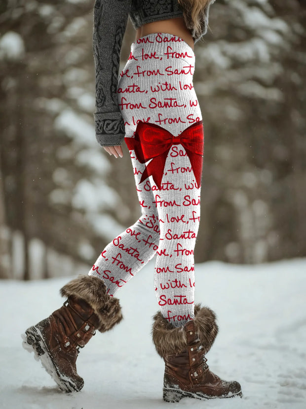 Christmas Brogue Santa Claus Women's Printed Knitted Leggings