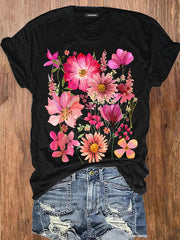 Vintage Flowers Print Women's T-shirt