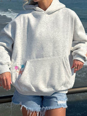 Crew neck embroided hoodie