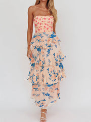 Matching color floral maxi dress