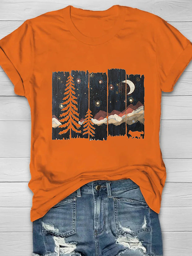 Darkness Forest Printed Crew Neck Women's T-shirt