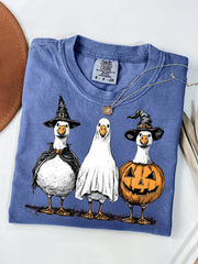 Boo Ghost Halloween Goose  Retro T-shirt