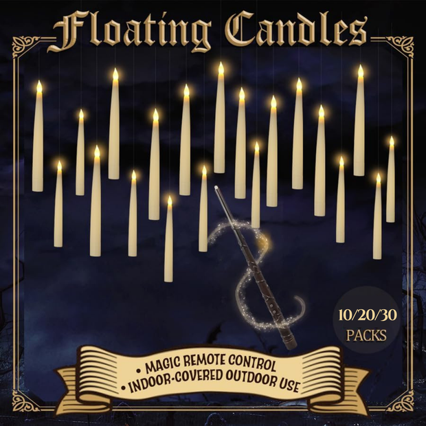 Floating Flameless Candle with Magic Wand