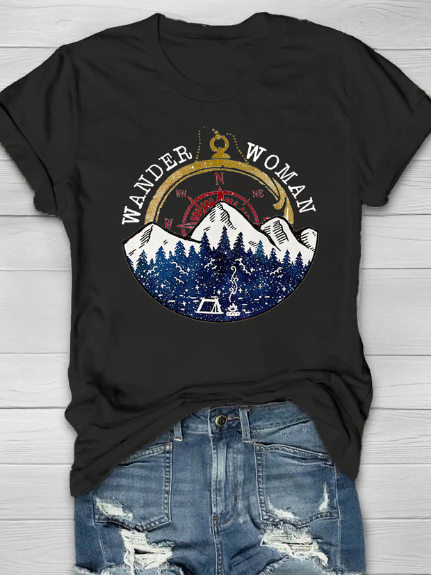 Wander Woman Mountain Printed Women's T-shirt