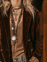 Bohemian Velvet Double-Breasted Blazer