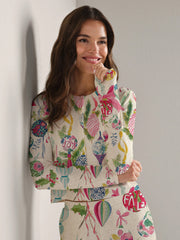 Colordate Women's Christmas Ornaments Print Long Sleeve Suit