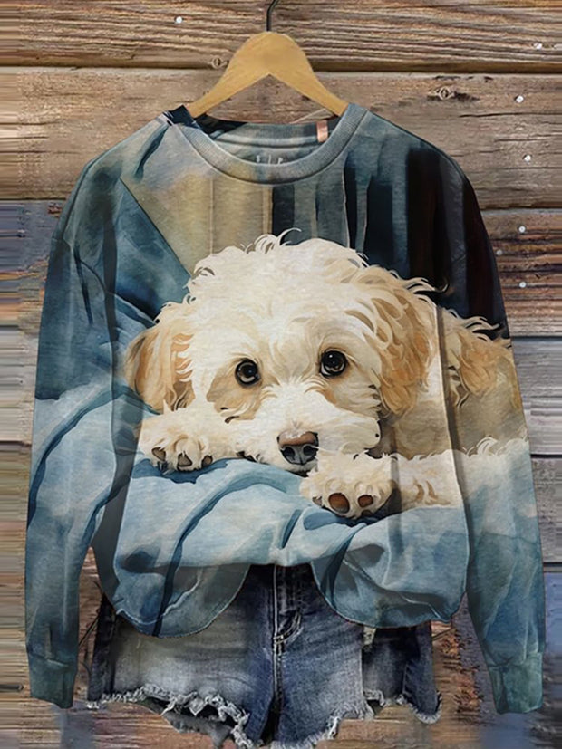 Women's Cute Dog Print Casual Sweatshirt