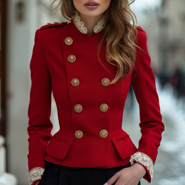 Fashionable And Elegant Women's Blazer Casual Stand Collar Short Woolen Coat