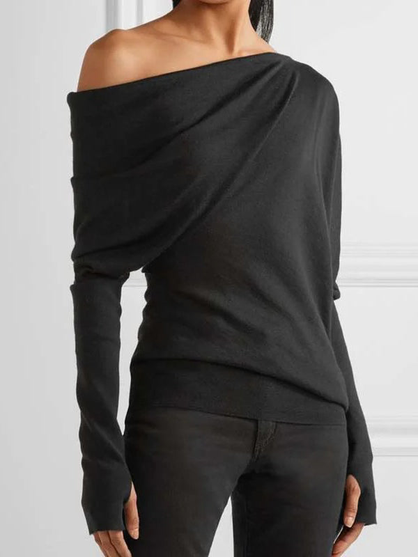 Urban Asymmetric One-Shoulder Long Sleeves T-Shirt Top